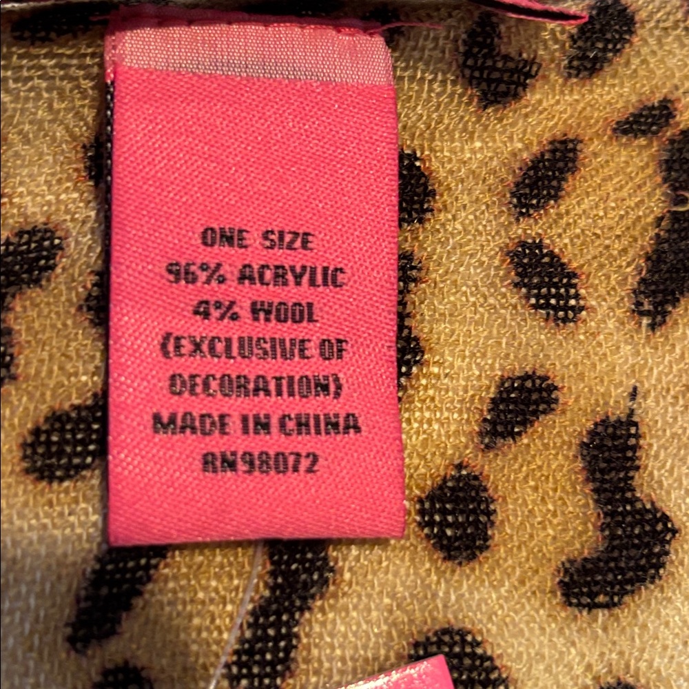 NWT Betsey Johnson Leopard Print Scarf with Lace Trim - Picture 4 of 6
